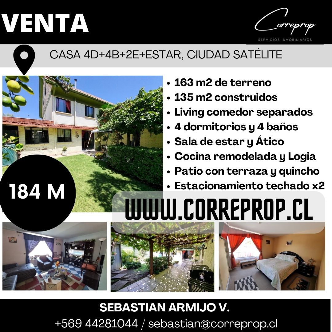 C00499 WWW.CORREPROP.CL VENTA CASA CIUDAD SATELITE FICHA