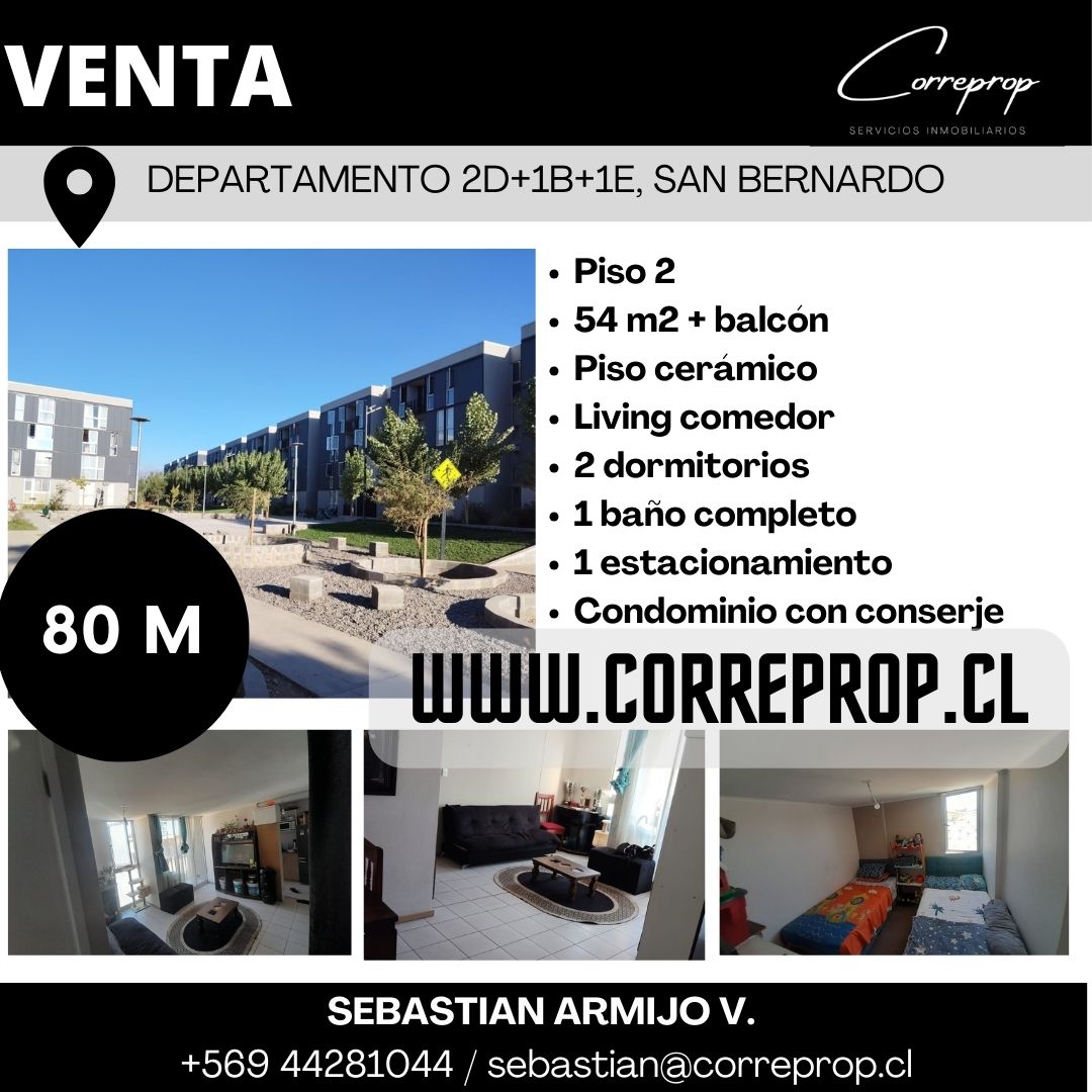 C00500 WWW.CORREPROP.CL VENTA DEPARTAMENTO SAN BERNARDO CONDOMINIO FICHA