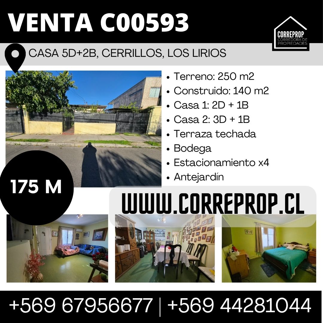 C00593 CASA 5D+2B (2 casas), CERRILLOS, LOS LIRIOS